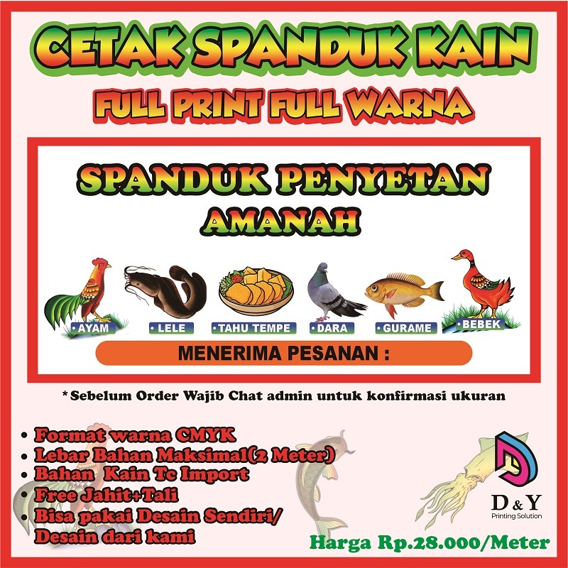 CETAK SPANDUK KAIN WARUNG MAKAN | MURAH BERKUALITAS | FULL PRINT