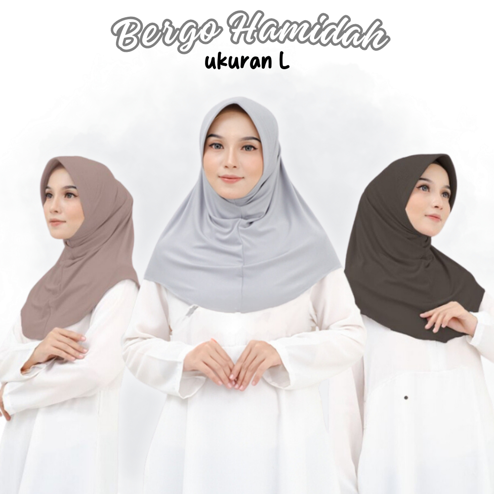 Hijab Bergo Sport Ukuran L Menutup Dada Bahan Jersey / Hijab Instan Bergo Hamidah
