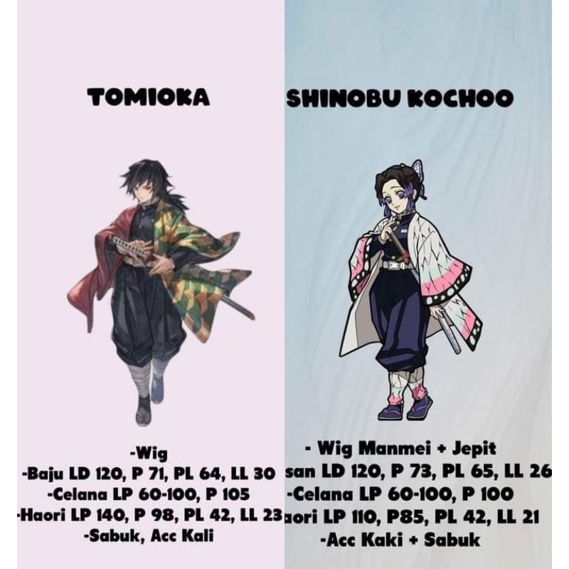 tomioka giyuu shinobu kocho kimetsu no yaiba couple costume dan wig cosplay