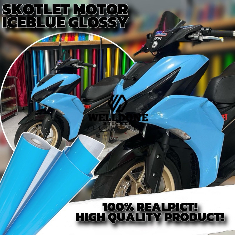 Skotlet Motor Iceblue Glossy Stiker Motor BiruMuda Glossy Variasi Motor Warna Biru Langit