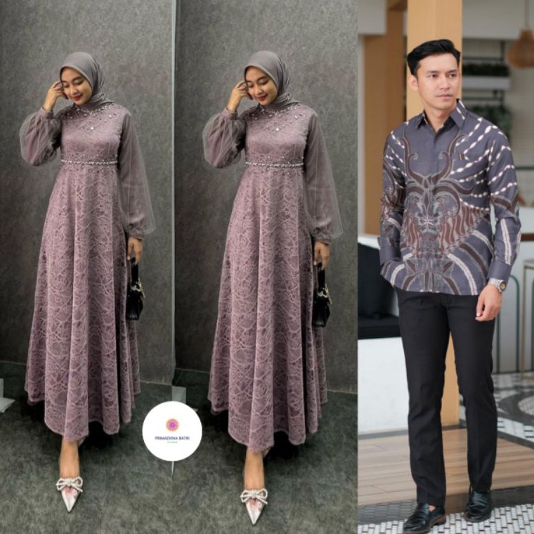 Banyak dicariCodeBbB5 Batik Couple Gamis Brokat Terbaru Couple Kondangan Couple Tunangan Modern Jumb