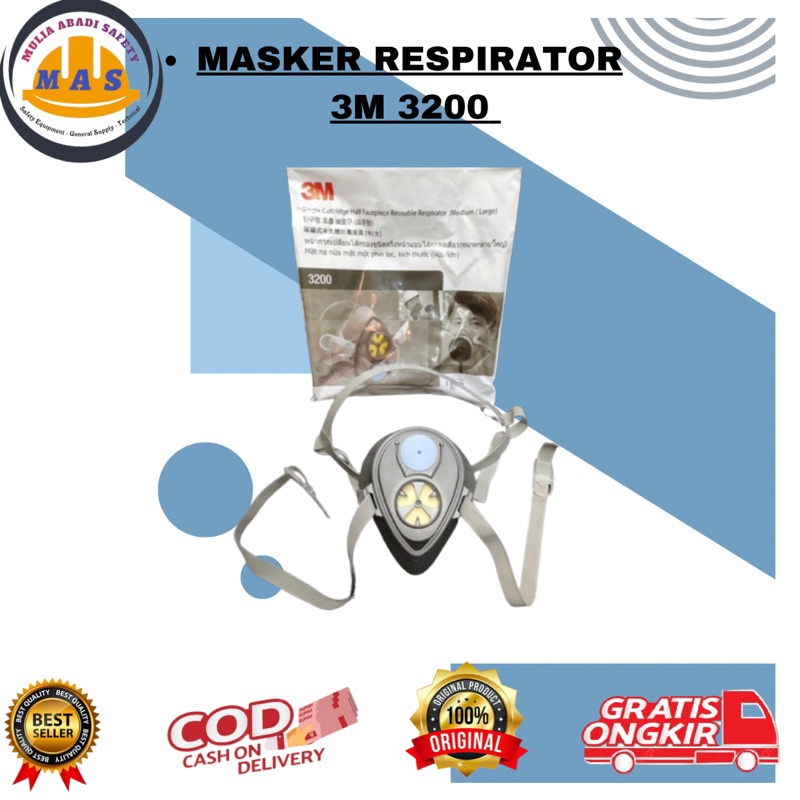 Masker Respirator 3M 3200 / Set Half Face Mask /CARTRIDGE 3301 CN / FILTER 3N11CN