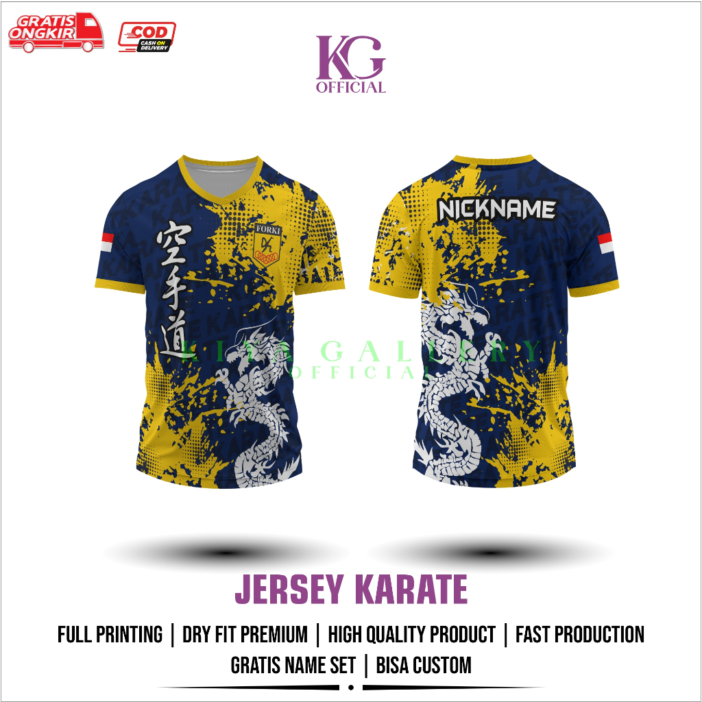 JERSEY KARATE NEW FULL PRINTING GRATIS PASANG NAMA DAN DOJO