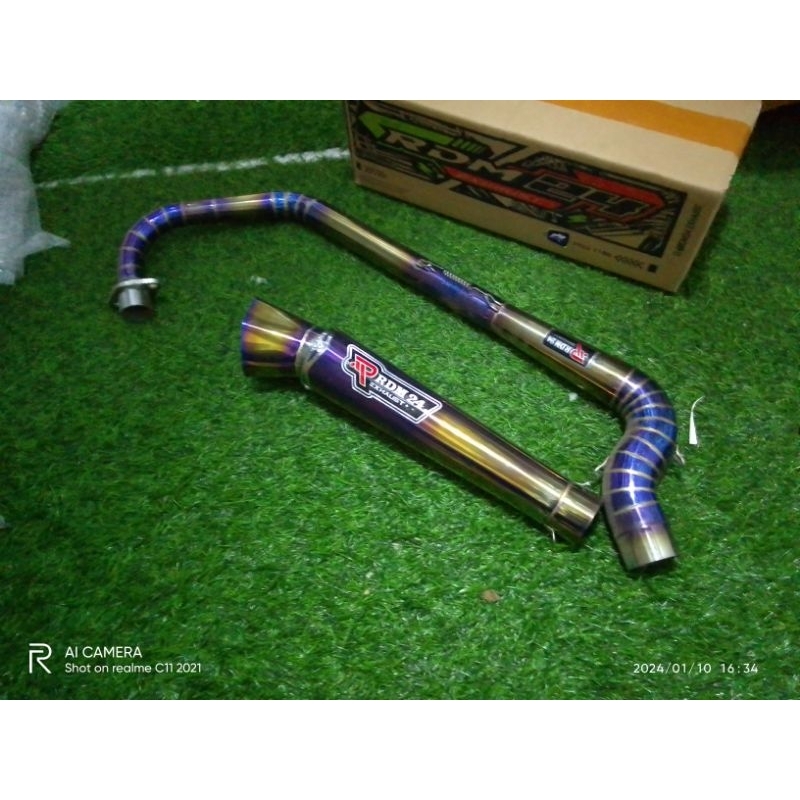 kenalpot racing RDM 24 Exhaust gold ungu type kobra corong Vixion CBR 150R sonic satria Fu R15