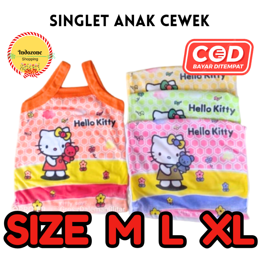 6 Pcs  kaos dalam anak cewek/kaos dalam motif sablon helokitty/kaos singlet anak cewek ID