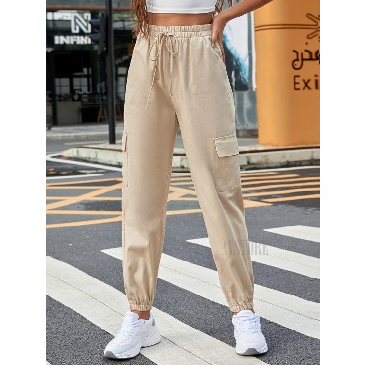 Celana Cargo Sweatpants Jogger Pants Highwaist Sweatpants Cargo Pants Casual Korean Style