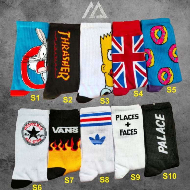 GROSIR MURAH GROSIR KAOS KAKI OLDSCHOOL BEBAS PILIH MOTIF  KAOS KAKI SKATE  KAOS KAKI PRIA  MOHAKI S