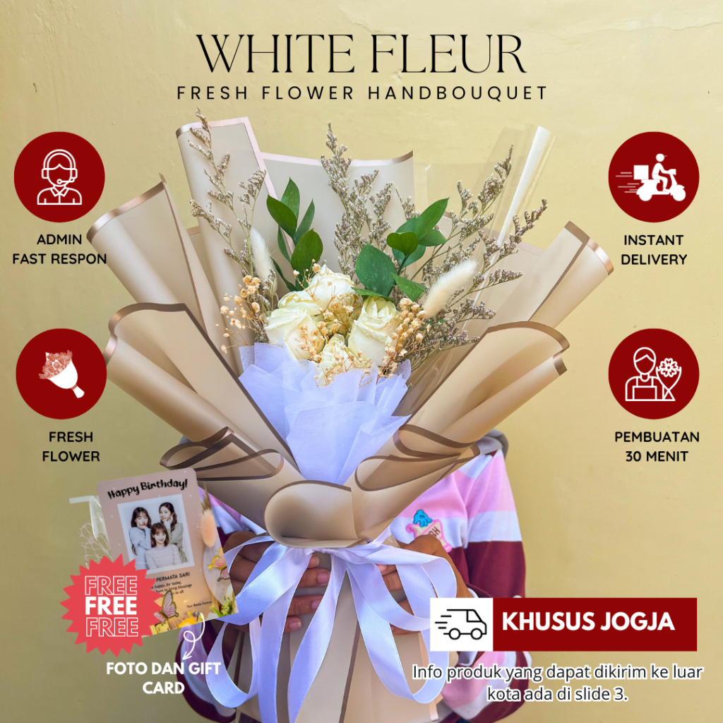 Buket Bunga Mawar Segar Asli Hadiah Wisuda Graduation Kado Ulang Tahun Birthday Pacar Bucket Bunga M