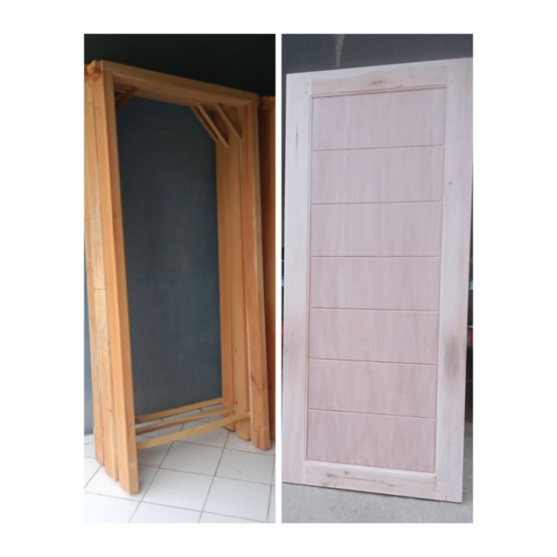 Kusen + Daun pintu kayu mahoni ukuran 200 x 90