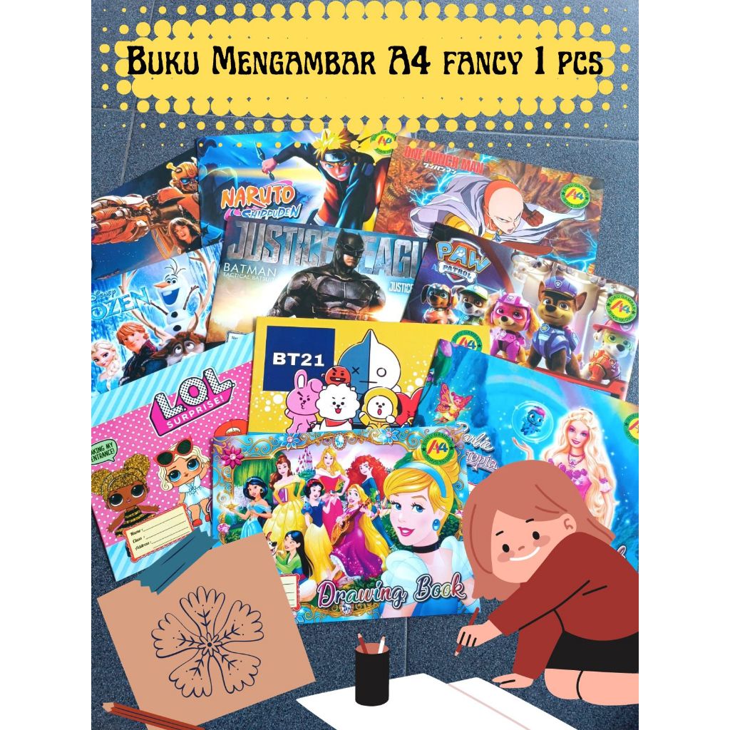 

BUKU GAMBAR A4 FANCY COWOK CEWEK 1 PCS