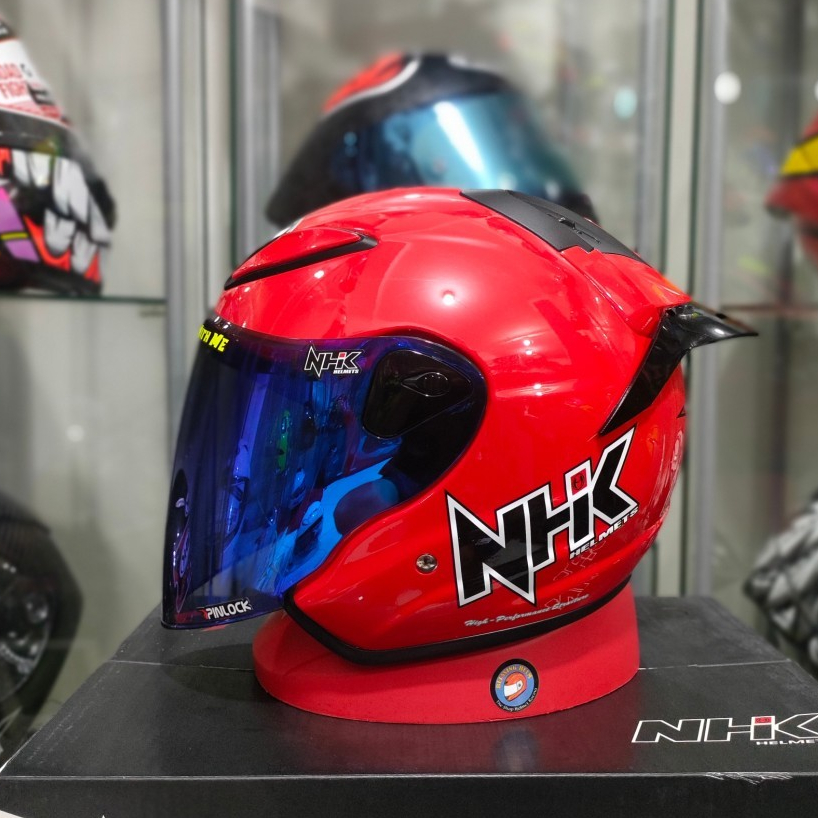 HELM NHK R6 solid red gloss paket ganteng VISOR IRIDIUM SPOILER 3M