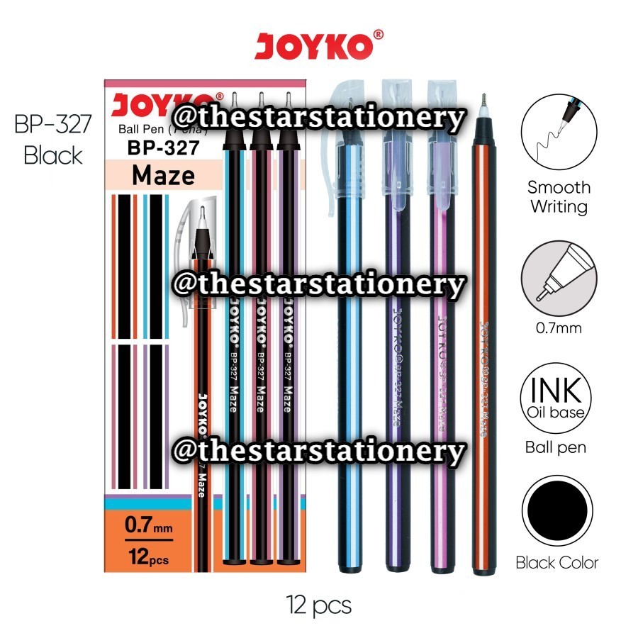 

(1 Biji) GROSIR Bolpen Joyko BP-327 Maze 0.7 Ball Pen Hitam / Pulpen Pena Joyko BP327 Ball Pen