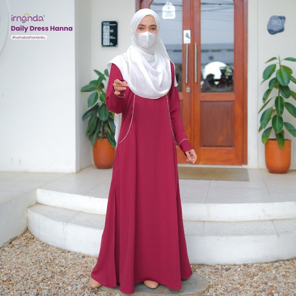 termurah promo irnanda gamis hanna dress abaya polos premium wanita dewasa remaja terbaru bahan