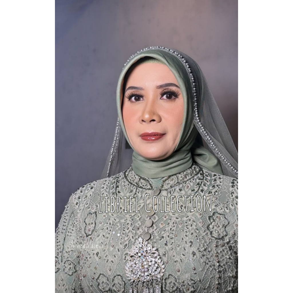 Slayer Pengantin Kerudung Pengantin Hijab Pengantin Motif Payet Lurus