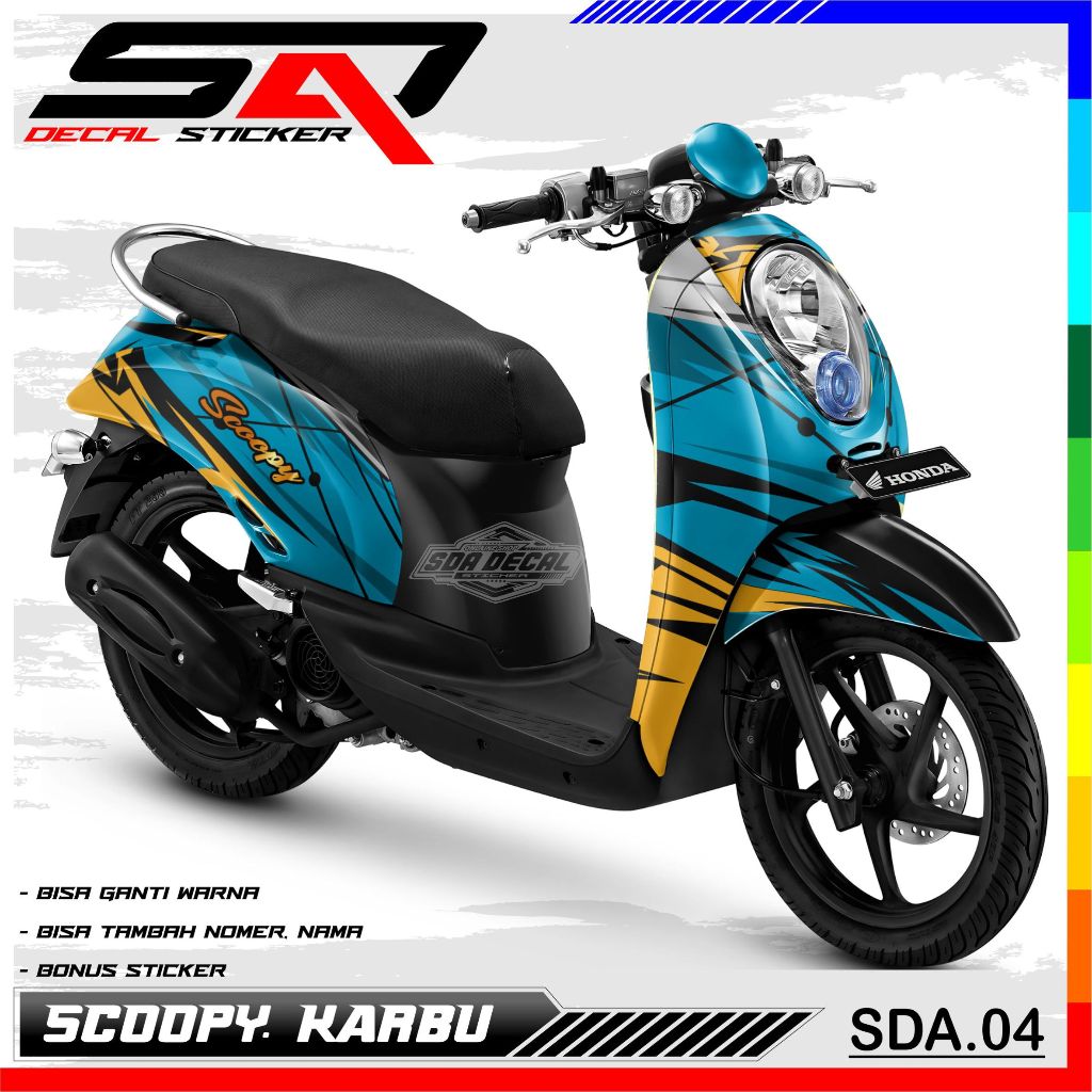 Decal Stiker Custoom Full Body SCOOPY KARBU - Dekal Sticker Variasi Motor SCOOPY KARBU SDA.04
