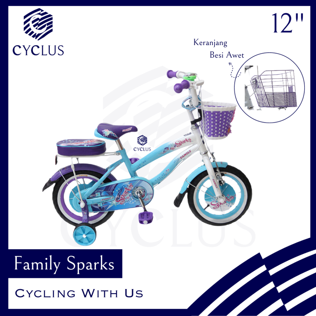 Sepeda Mini Anak Perempuan Family Spark Sparks Keranjang 12 Inch