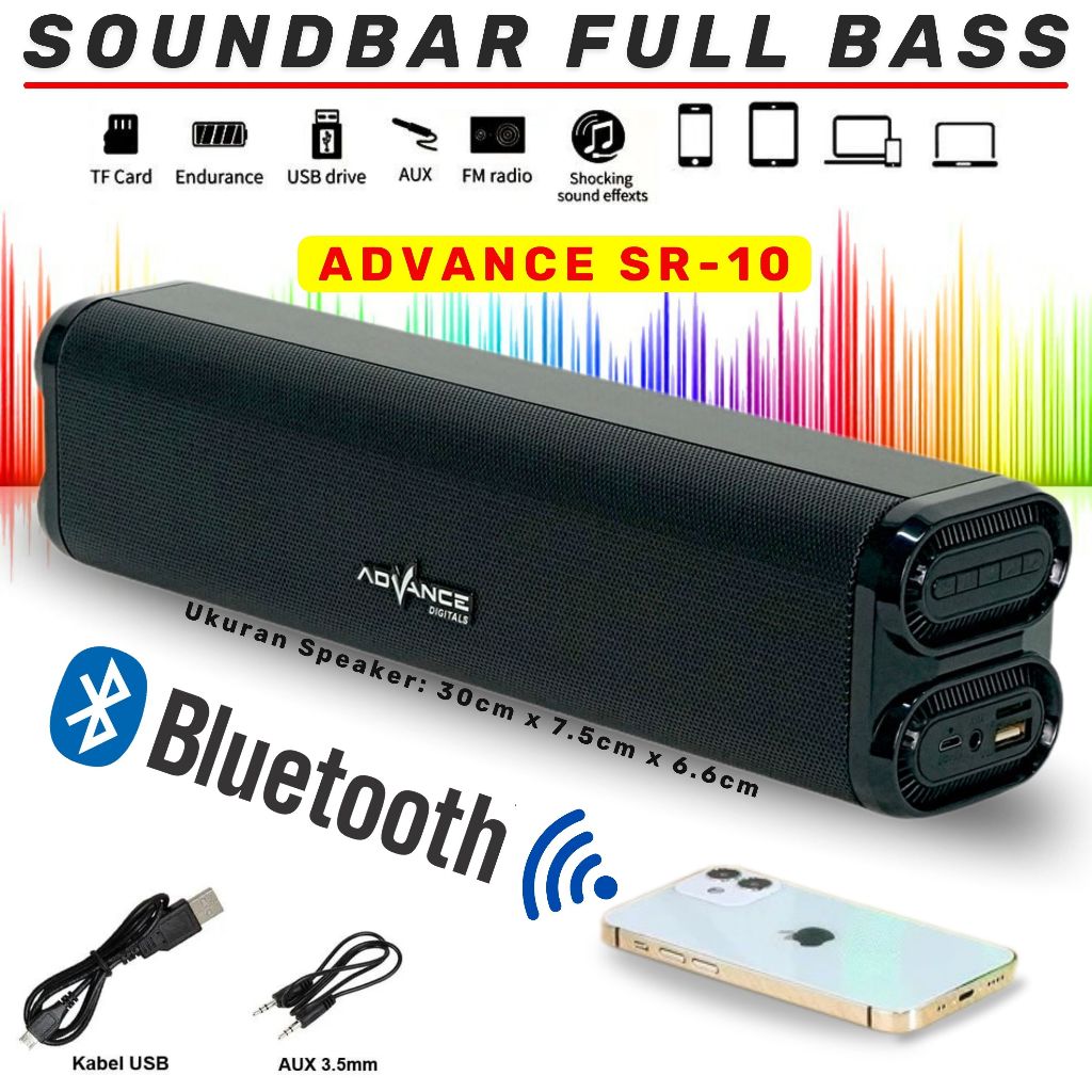 【SUPER BASS】Speaker Soundbar Bluetooth Wireless ADVANCE SR-10 | Speaker Bluetooth Portable ADVANCE S