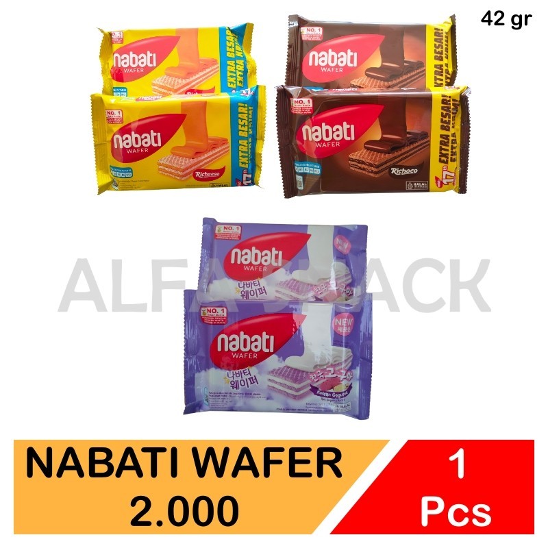 

Nabati Wafer 2.000 Kemasan 39gr Aneka Rasa / Keju - Coklat - Goguma Ubi Ungu