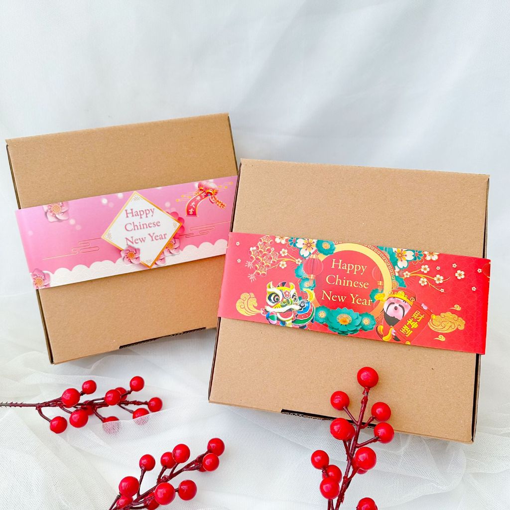 

BJ - Imlek Chinese New Year Sleeve BOX / JAR - Belt Label Kotak Hampers / Box Kue / Botol Jar