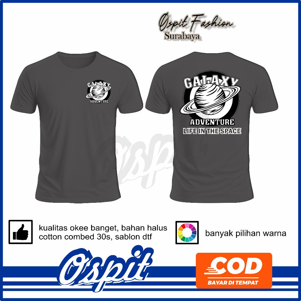 kaos galaxy adventure-dewasa-kain halus cotton combed 30s-premium high quality