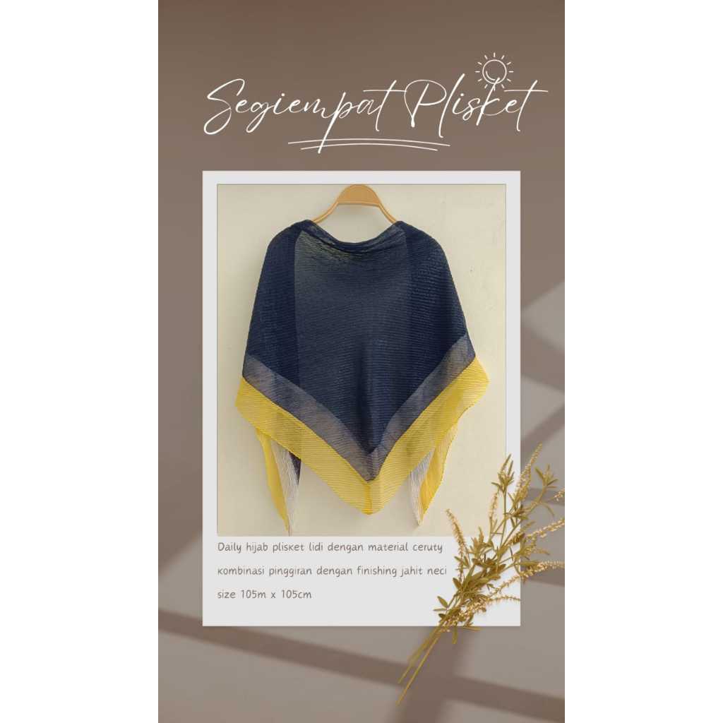 Kerudung Plisket Segiempat Motif / Hijab Segitiga Plisket