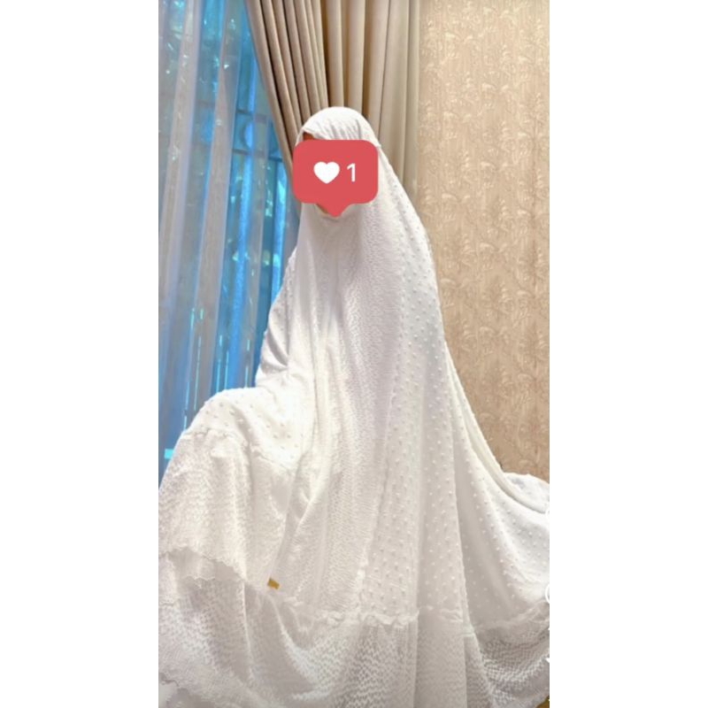 MUKENA ALGANI BY YULIA 100%ORIGINAL MUKENA SESERAHAN,MUKENA RENDA PUTIH MEWAH JUMBO,PREMIUM ALGANI,M