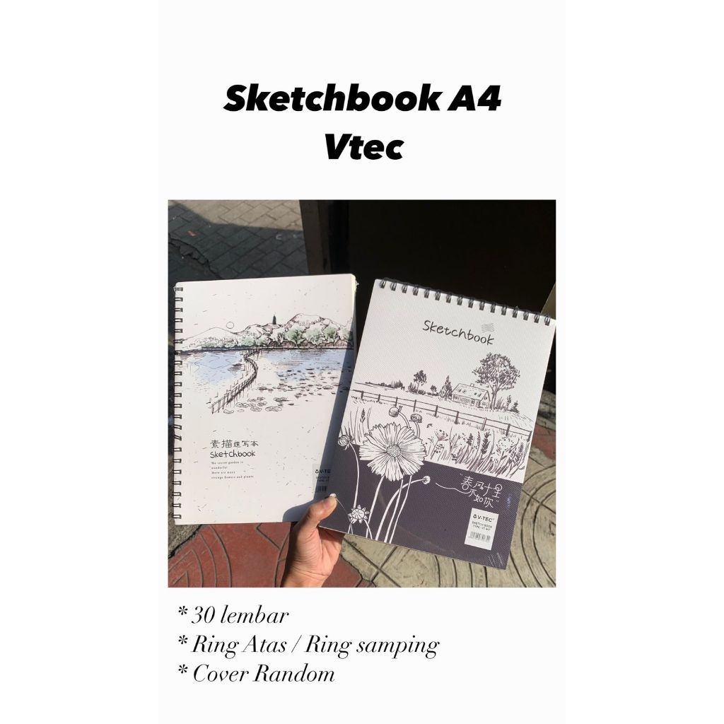 

scetch book ukuran a4 vtec ring kawat import cover random ring atas/sisi 30 lembar 2024 masuk