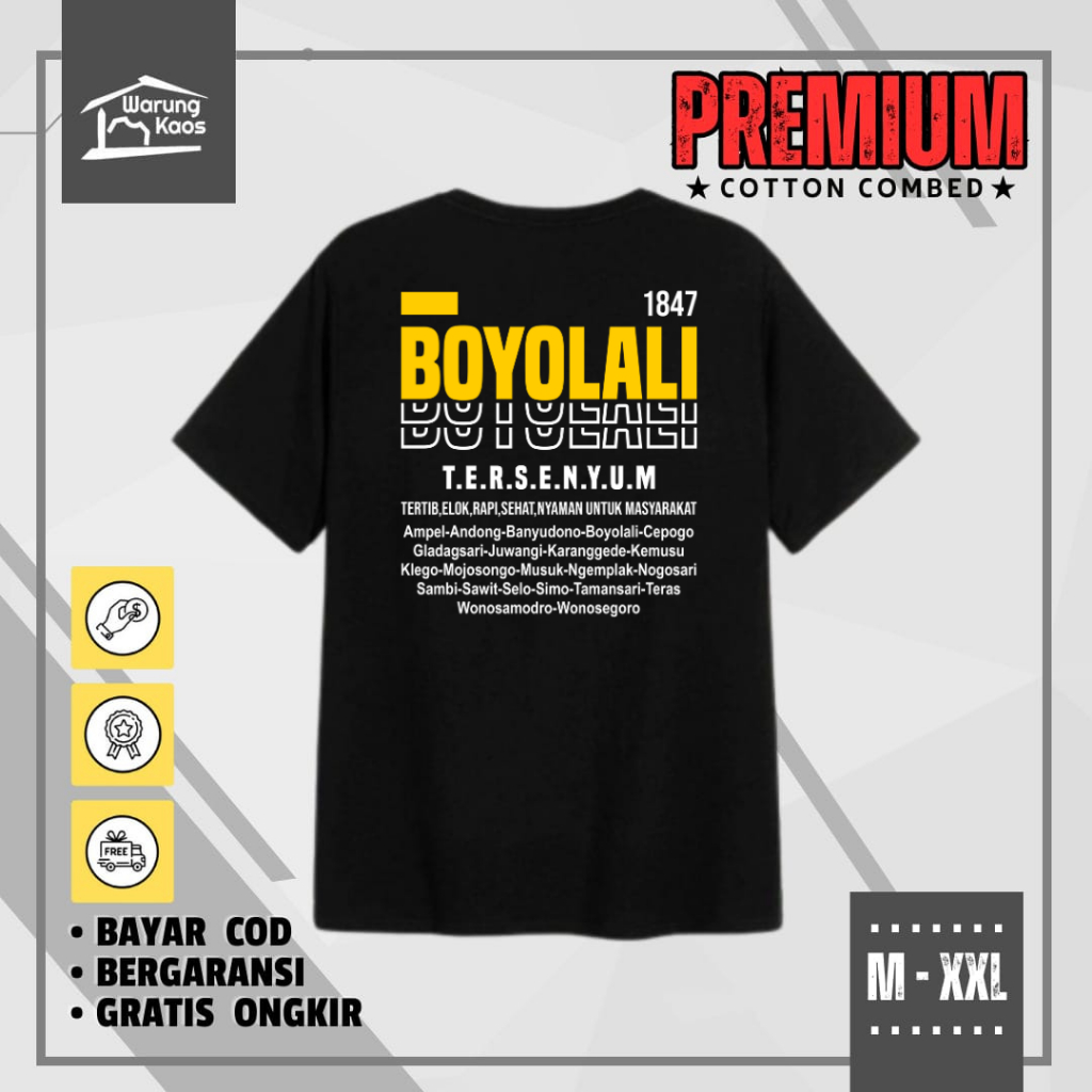 [ WARUNGKAOS ] KAOS OLEH-OLEH KOTA BOYOLALI JAWA TENGAH / BAJU DISTRO BOYOLALI KATUN PREMIUM 30s