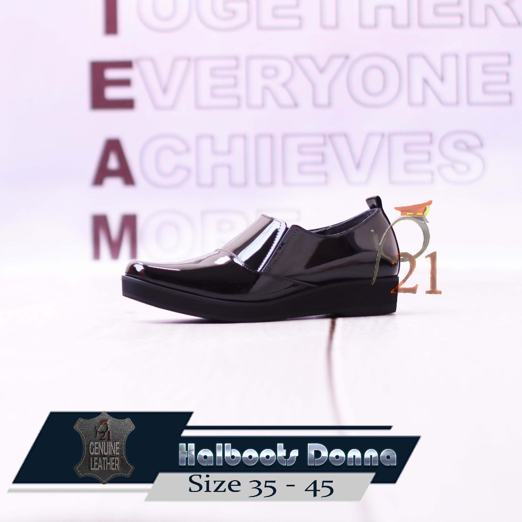 Sepatu P21 Halfboots Donna Pdh Polwan Kulit Asli