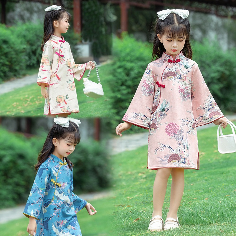 XIXI BAJU QIBAO PREMIUM ANAK PEREMPUAN IMLEK TAHUN BARU CINA CHEONGSAM QI BAO CHEONG SAM IMPORT KAIN