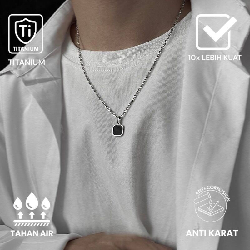 Kalung Titanium Anti Karat Pria Wanita Silver Black Gold Spectre