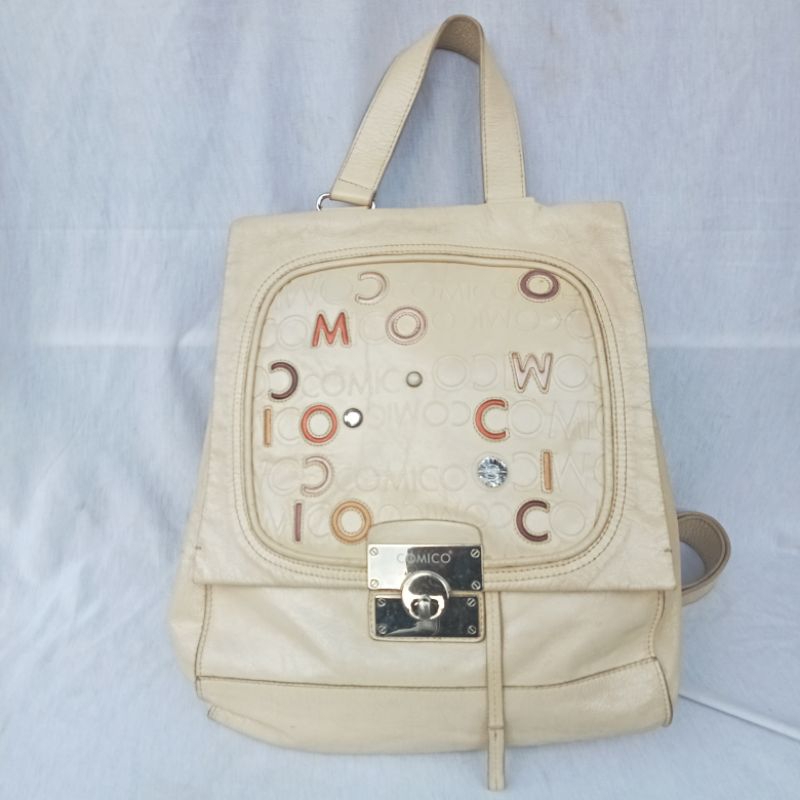 Tas Ransel Kulas Cewek Comico Cewe Kulit Asli Backpack Wanita Cream Preloved