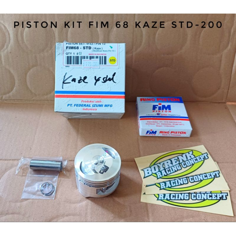 PISTON KIT SEHER SET FIM 68 KAZE PIN 13 UKURAN STD 50 100 150 200-BOYRENK