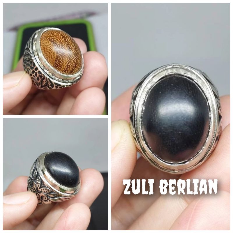 Cincin akik kayu kelor hitam dan kelor emas