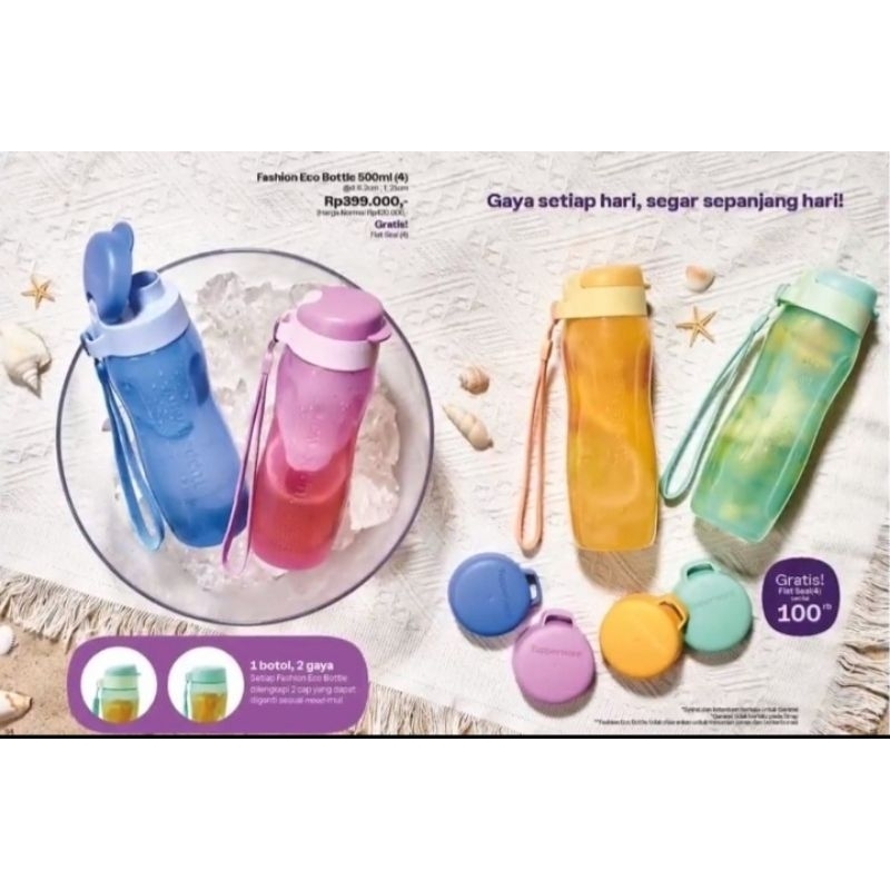 eco botol 500ml free 4 tutup tupperware