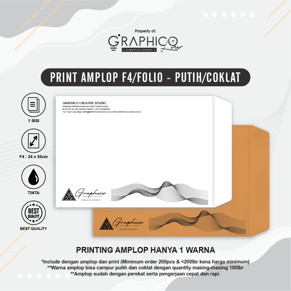 

Cetak Amplop putih/coklat F4 Folio 23,5x34,5 cm) + Seal pack/Tutup perekat/Lem