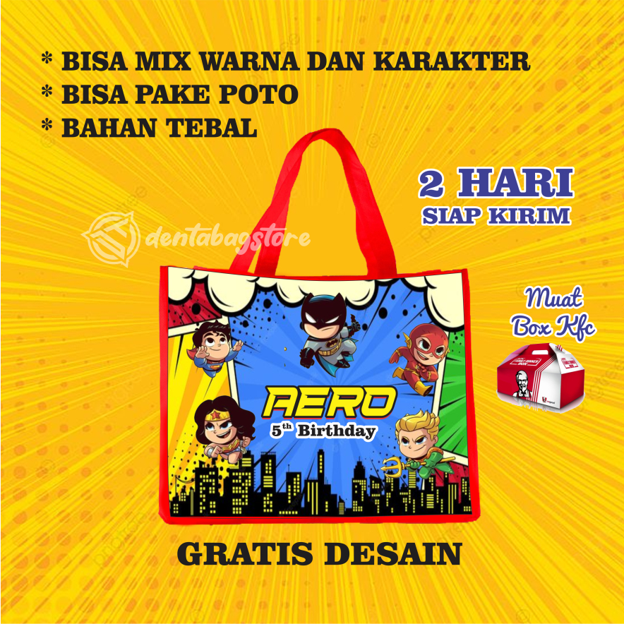 

Tas Ulang Tahun Souvenir ultah Custom Bahan Tebal