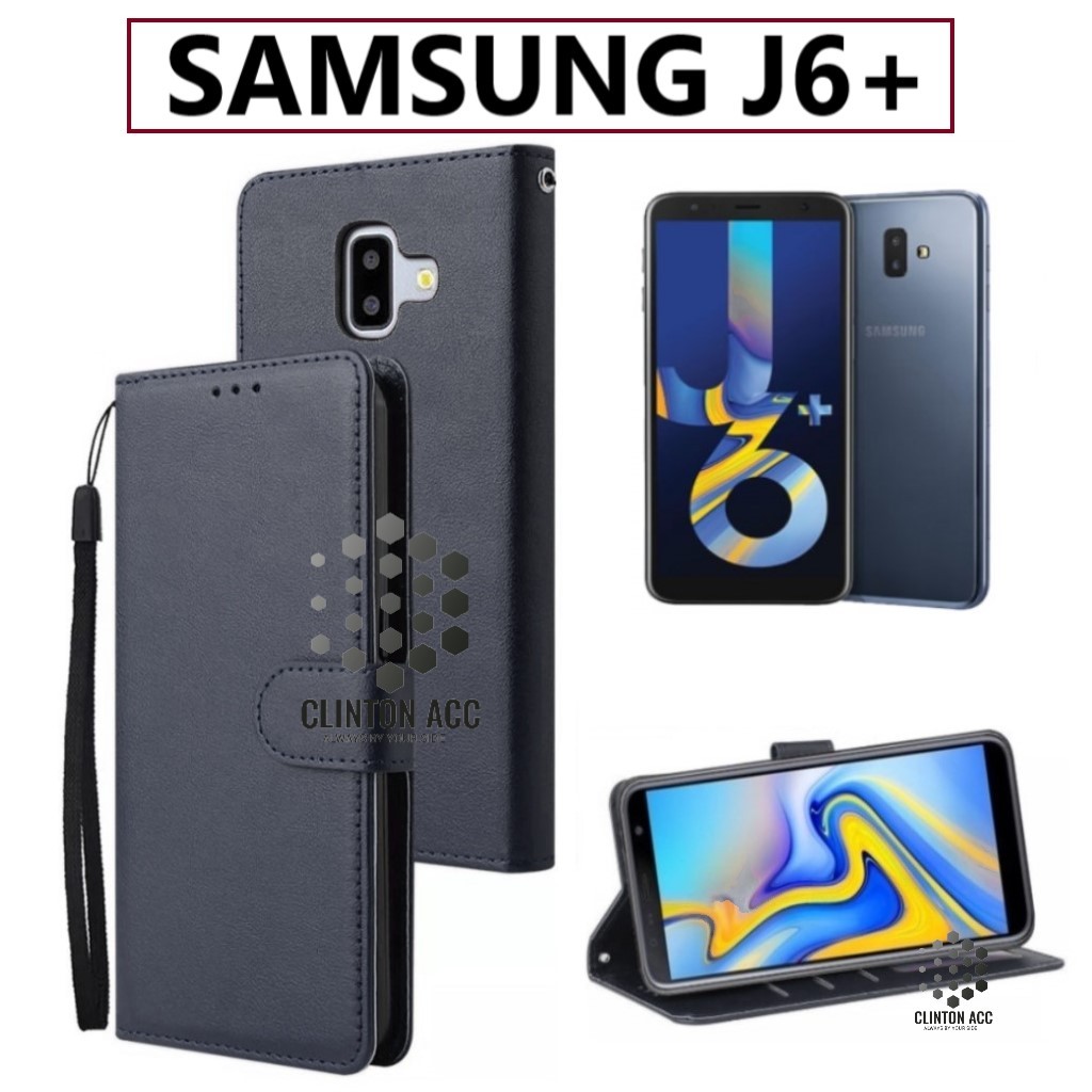 CASE HP SAMSUNG J6 PLUS FLIP WALLET LEATHER DOMPET KULIT SOFTCASE PREMIUM FLIP COVER SARUNG BUKA TUT