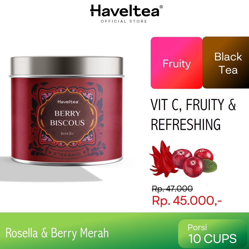 

Baru Trx4a4Zo BERRYBISCOUS Mini Tin Haveltea Fruit Tea Berry Hibiscus