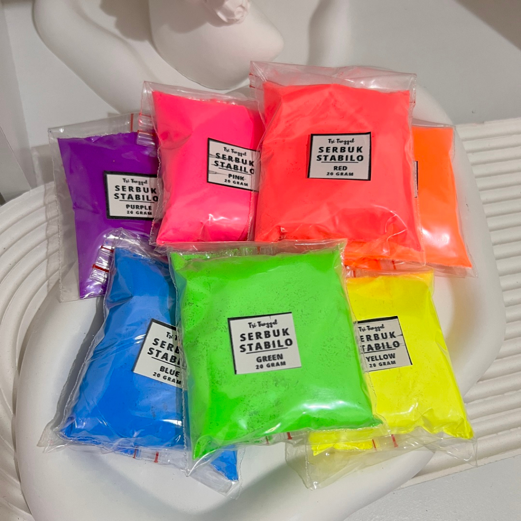 20gr Serbuk Stabilo Fluorescent Pigmen Warna Warni Bubuk Hiasan Dekorasi Halus Warna Cerah Pewarna K