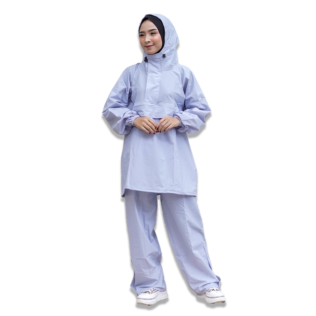 jas hujan pria wanita mantel dewasa rain coat model kantung di depan kangguru