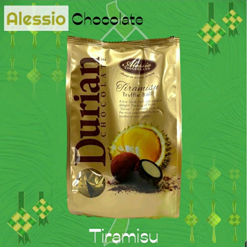 

Allesio Durian chocolate tiramisu truffle ball 200gr coklat durian cioccolato