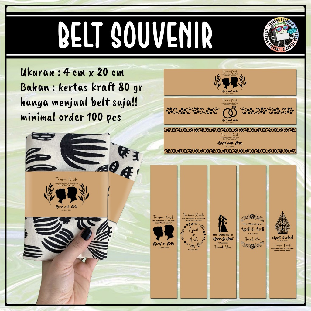 

Roll paper/paperbelt/label souvenir pernikahan murah custom