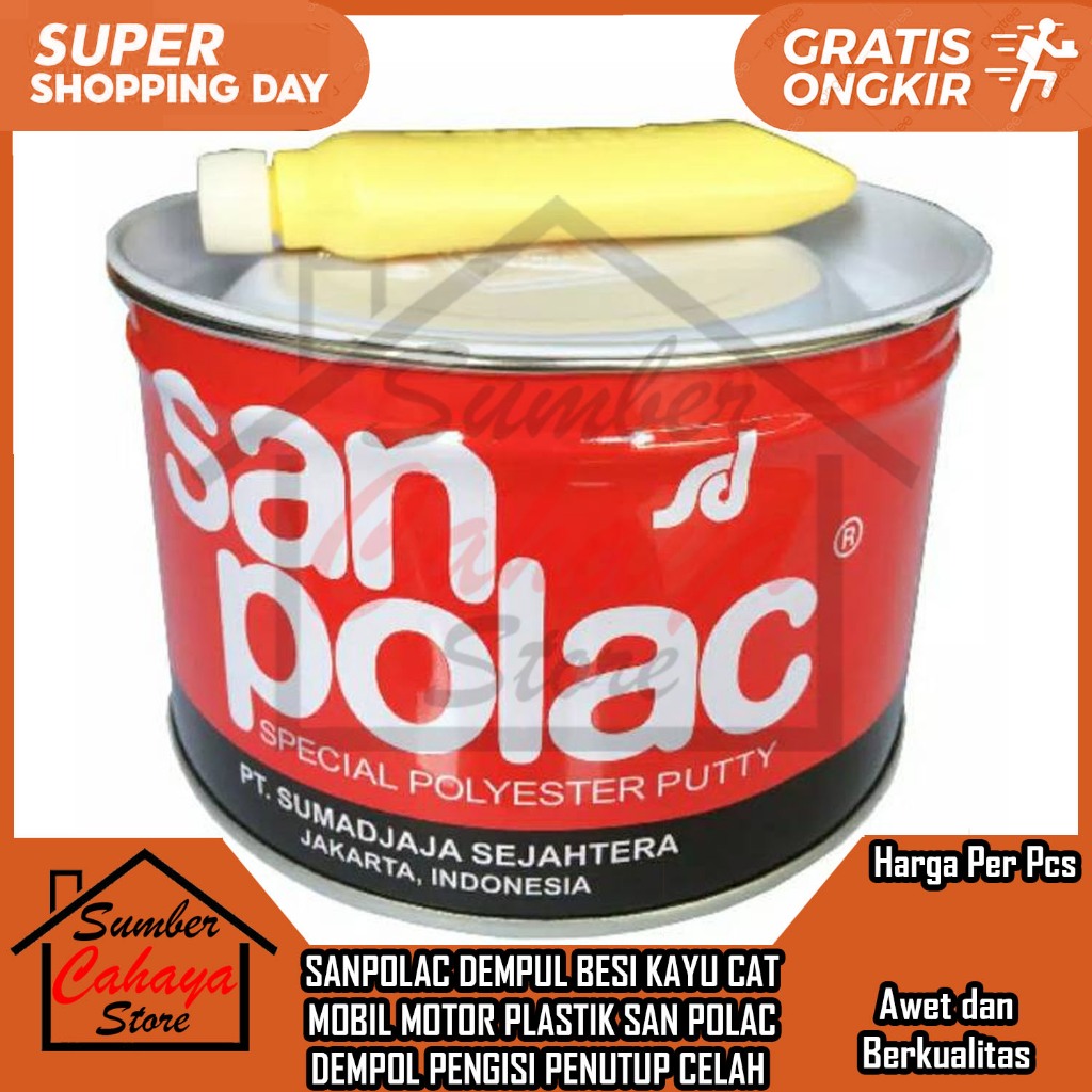 Sanpolac Dempol 1kg 250 Gram Besi Mobil Plastik Pelastik Sand Polak Kayu Motor Wall Putty Tembok Pla