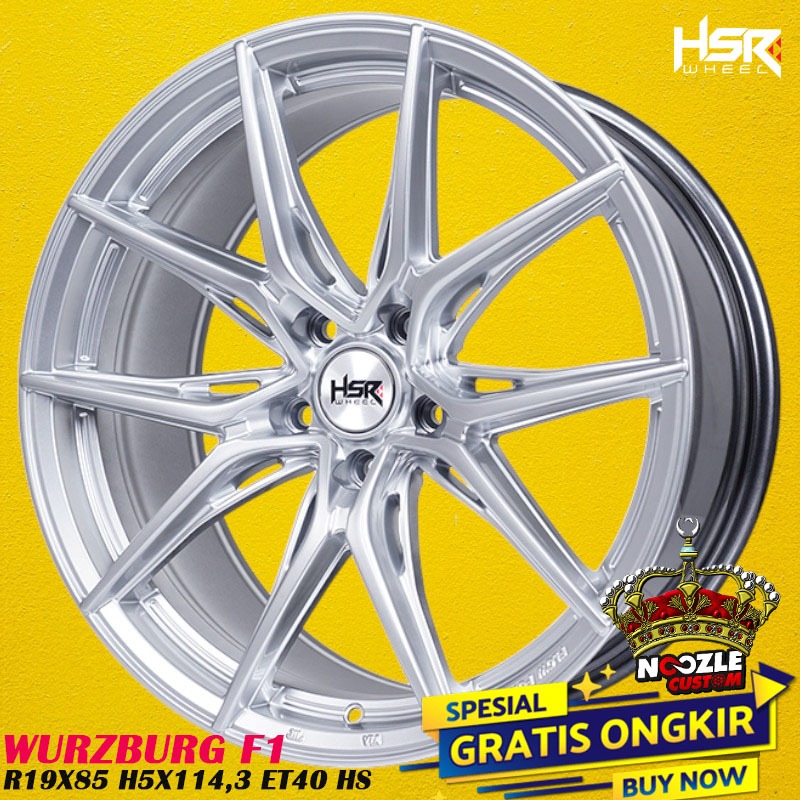 Velg Mobil R19 Lubang 5 Terbaru HSR Type Wurzburg Pelek Racing Ring 19