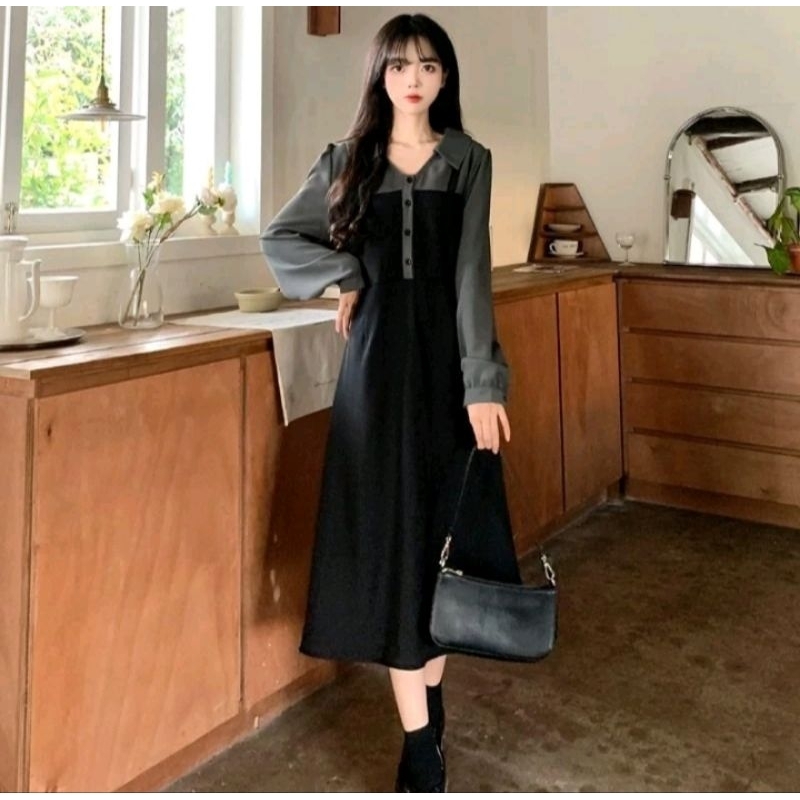 Long Dress Hijab Formal Busui Friendly Korean style dress Dress Import