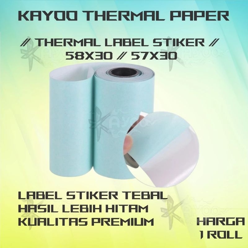 

THERMAL STIKER LABEL 57X30 58x30 KERTAS THERMAL MINI PRINTER