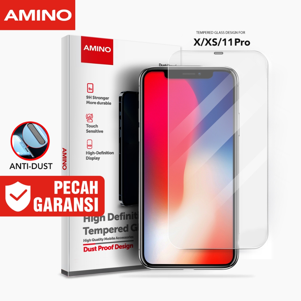 AMINO Anti Dust Tempered Glass Untuk Iphone X / XS / 11 Pro 5.8 inch Screen Protector Anti Gores 9H 