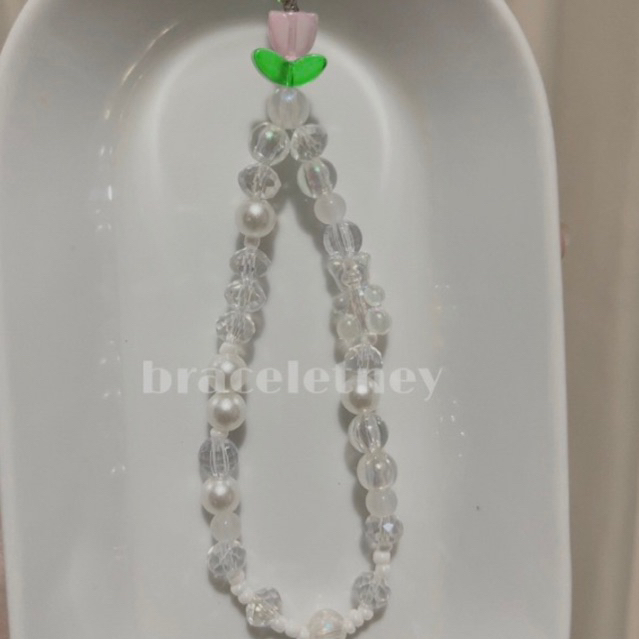 Pink flower|Strapphone|Strap HP|Gantungan Hp|Aesthetic|Gantungan Manik manik