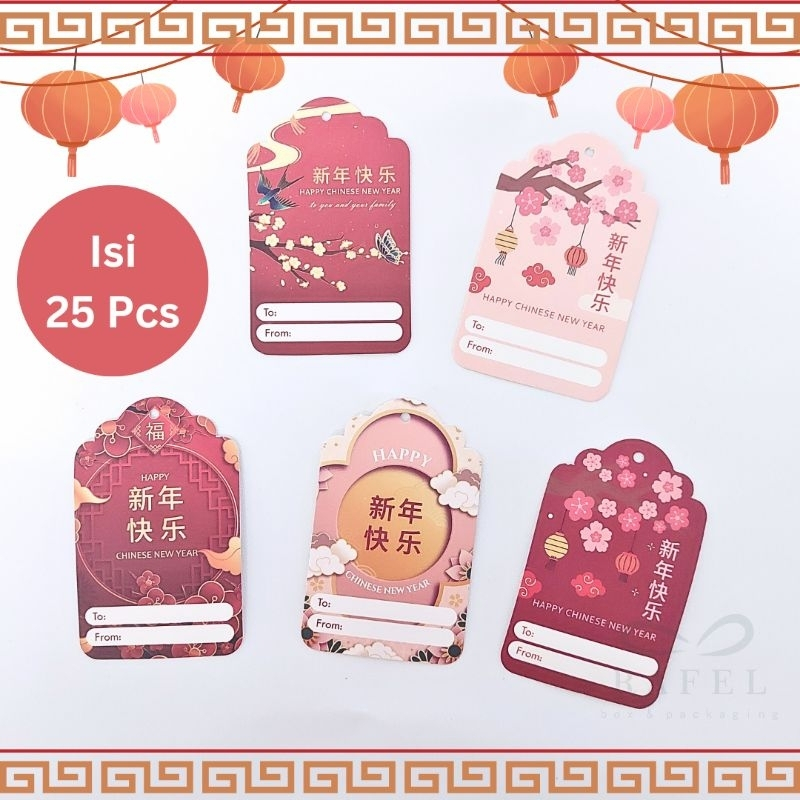 25 Pcs Hang Tag Imlek Chinese New Year Tag Kartu Ucapan
